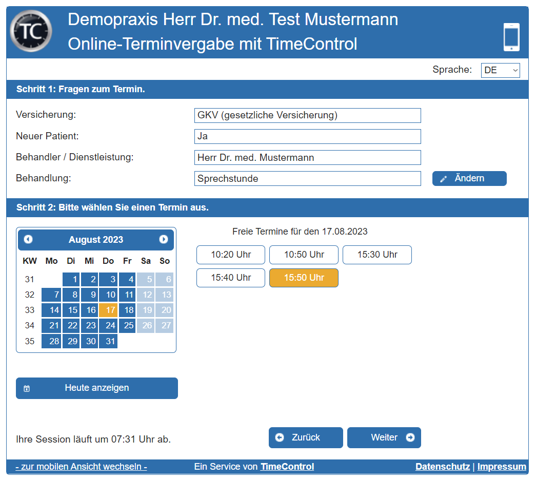 Videosprechstunde online buchen